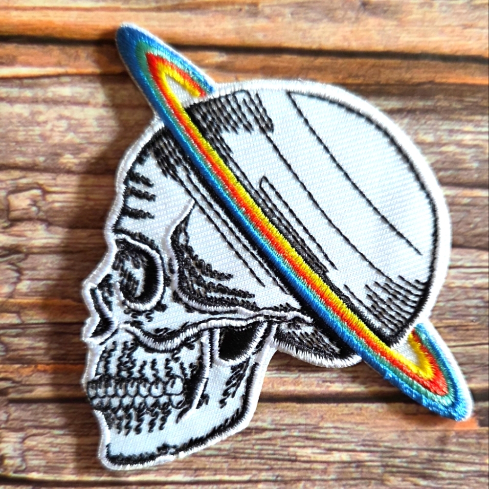 Skull Saturn Gothic Death Avant Garde Streetwear Skater Grunge Iron on Patch